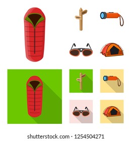 Isolated object of mountaineering and peak sign. Set of mountaineering and camp vector icon for stock.