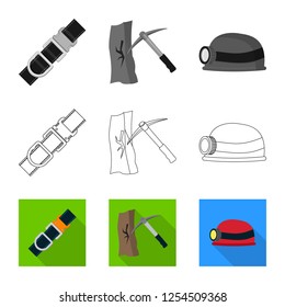 Isolated object of mountaineering and peak sign. Collection of mountaineering and camp stock symbol for web.