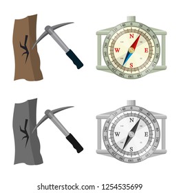 Isolated object of mountaineering and peak sign. Collection of mountaineering and camp stock vector illustration.