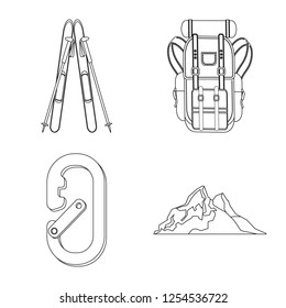 Isolated object of mountaineering and peak sign. Collection of mountaineering and camp vector icon for stock.