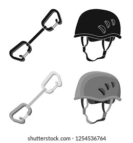 Isolated object of mountaineering and peak sign. Set of mountaineering and camp vector icon for stock.