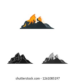 Isolated object of mountaineering and peak sign. Set of mountaineering and camp stock vector illustration.