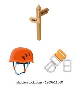 Isolated object of mountaineering and peak sign. Collection of mountaineering and camp vector icon for stock.