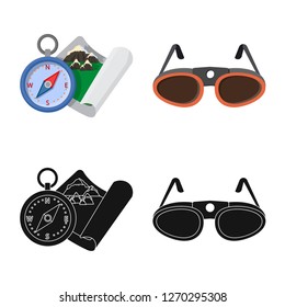 Isolated object of mountaineering and peak sign. Collection of mountaineering and camp stock vector illustration.