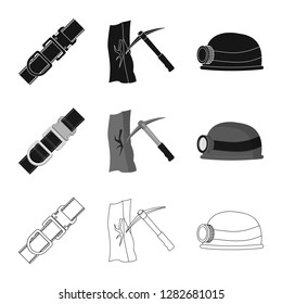 Isolated object of mountaineering and peak sign. Collection of mountaineering and camp vector icon for stock.
