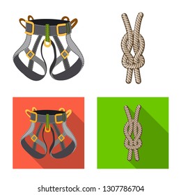 Isolated object of mountaineering and peak sign. Collection of mountaineering and camp stock vector illustration.