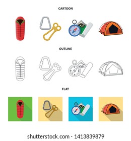 Isolated object of mountaineering and peak sign. Collection of mountaineering and camp stock vector illustration.