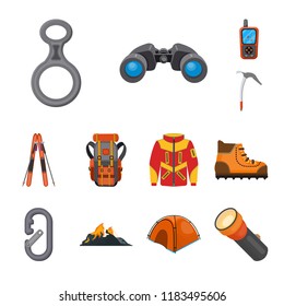 Isolated object of mountaineering and peak symbol. Collection of mountaineering and camp stock symbol for web.