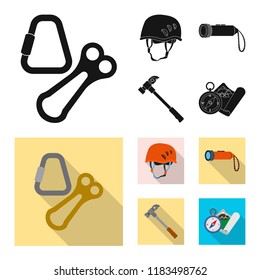 Isolated object of mountaineering and peak symbol. Set of mountaineering and camp vector icon for stock.