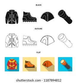 Isolated object of mountaineering and peak symbol. Collection of mountaineering and camp stock vector illustration.