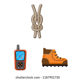 Isolated object of mountaineering and peak symbol. Set of mountaineering and camp stock vector illustration.