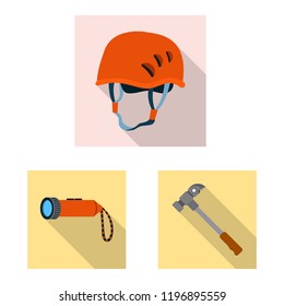 Isolated object of mountaineering and peak symbol. Set of mountaineering and camp vector icon for stock.