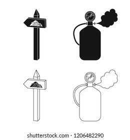 Isolated object of mountaineering and peak symbol. Set of mountaineering and camp vector icon for stock.