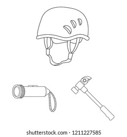 Isolated object of mountaineering and peak symbol. Collection of mountaineering and camp stock vector illustration.