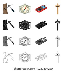 Isolated object of mountaineering and peak symbol. Collection of mountaineering and camp vector icon for stock.
