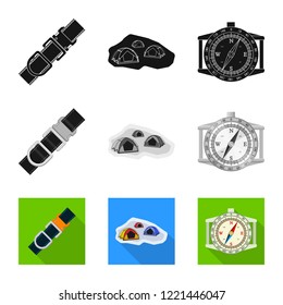 Isolated object of mountaineering and peak symbol. Collection of mountaineering and camp stock vector illustration.