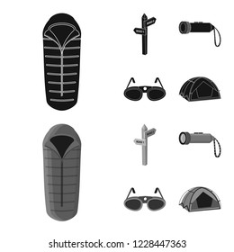 Isolated object of mountaineering and peak symbol. Collection of mountaineering and camp stock vector illustration.