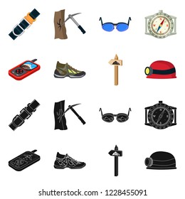 Isolated object of mountaineering and peak symbol. Collection of mountaineering and camp vector icon for stock.