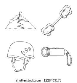 Isolated object of mountaineering and peak symbol. Collection of mountaineering and camp vector icon for stock.