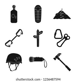 Isolated object of mountaineering and peak symbol. Set of mountaineering and camp vector icon for stock.