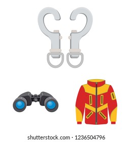 Isolated object of mountaineering and peak symbol. Collection of mountaineering and camp stock vector illustration.