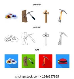 Isolated object of mountaineering and peak symbol. Set of mountaineering and camp stock symbol for web.