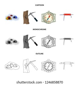 Isolated object of mountaineering and peak symbol. Collection of mountaineering and camp stock symbol for web.