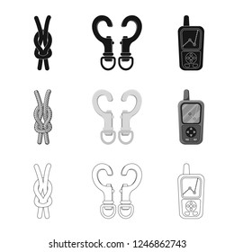 Isolated object of mountaineering and peak symbol. Collection of mountaineering and camp stock vector illustration.