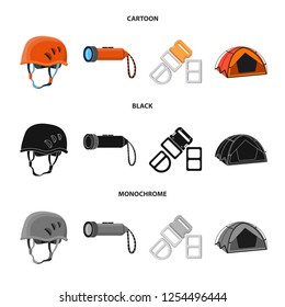 Isolated object of mountaineering and peak symbol. Collection of mountaineering and camp stock symbol for web.