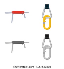 Isolated object of mountaineering and peak symbol. Collection of mountaineering and camp stock symbol for web.