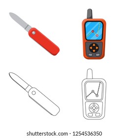 Isolated object of mountaineering and peak symbol. Set of mountaineering and camp stock vector illustration.