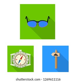Isolated object of mountaineering and peak symbol. Collection of mountaineering and camp stock vector illustration.