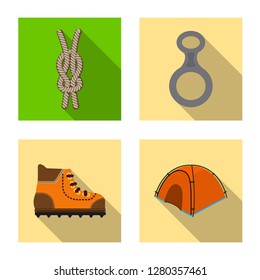 Isolated object of mountaineering and peak symbol. Set of mountaineering and camp stock symbol for web.