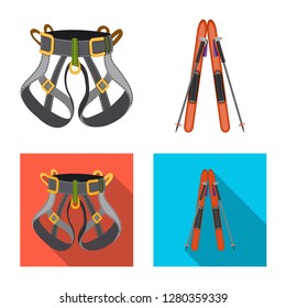 Isolated object of mountaineering and peak symbol. Collection of mountaineering and camp vector icon for stock.