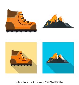 Isolated object of mountaineering and peak symbol. Collection of mountaineering and camp vector icon for stock.