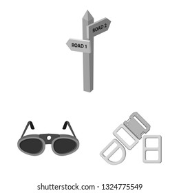 Isolated object of mountaineering and peak symbol. Set of mountaineering and camp stock symbol for web.