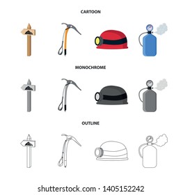 Isolated object of mountaineering and peak symbol. Collection of mountaineering and camp vector icon for stock.