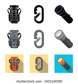 Isolated object of mountaineering and peak symbol. Collection of mountaineering and camp vector icon for stock.