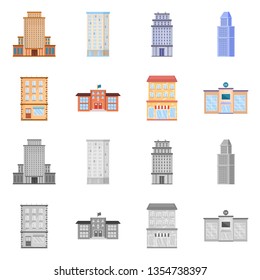 Isolated object of municipal and center icon. Set of municipal and estate   stock symbol for web.