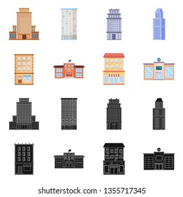 Isolated object of municipal and center logo. Set of municipal and estate   stock vector illustration.