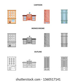 Isolated object of municipal and center logo. Set of municipal and estate   stock vector illustration.