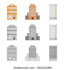 Isolated object of municipal and center logo. Collection of municipal and estate   stock vector illustration.