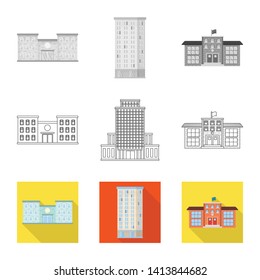Isolated object of municipal and center logo. Collection of municipal and estate   vector icon for stock.