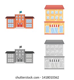 Isolated object of municipal and center logo. Collection of municipal and estate stock vector illustration. Isolated object of municipal and center logo. Collection of municipal and estate stock vector illustration.