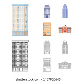 Isolated object of municipal and center logo. Collection of municipal and estate vector icon for stock.