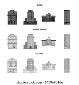 Isolated object of municipal and center logo. Set of municipal and estate vector icon for stock.