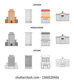 Isolated object of municipal and center sign. Set of municipal and estate   stock symbol for web.