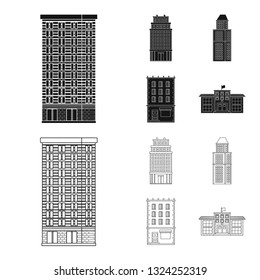 Isolated object of municipal and center symbol. Set of municipal and estate   vector icon for stock.