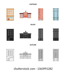 Isolated object of municipal and center symbol. Set of municipal and estate   vector icon for stock.