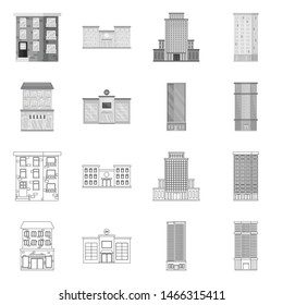 Isolated object of municipal and center symbol. Collection of municipal and estate stock symbol for web.